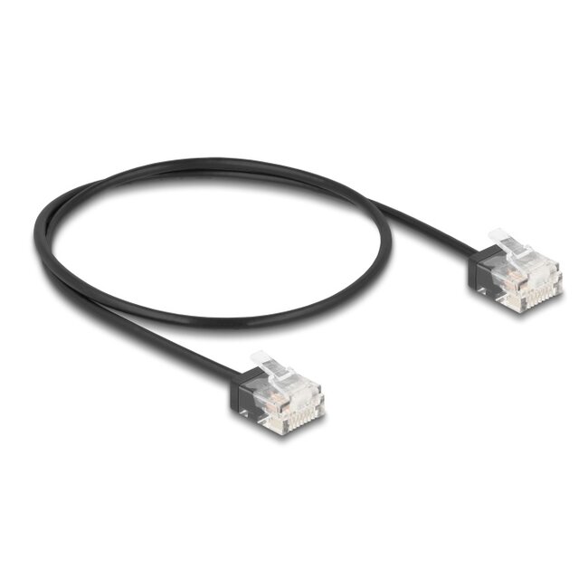 Delock RJ45 Network Cable Cat.6 UTP Ultra Slim 0.5 m black with short plugs