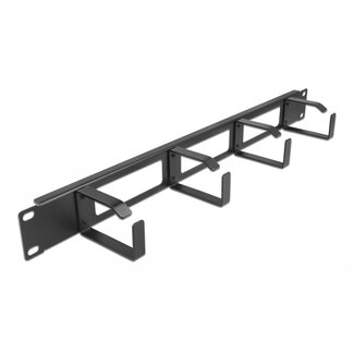 DeLOCK Delock 19″ Cable Management Routing Panel with 3 openings and 4 hooks 1U black