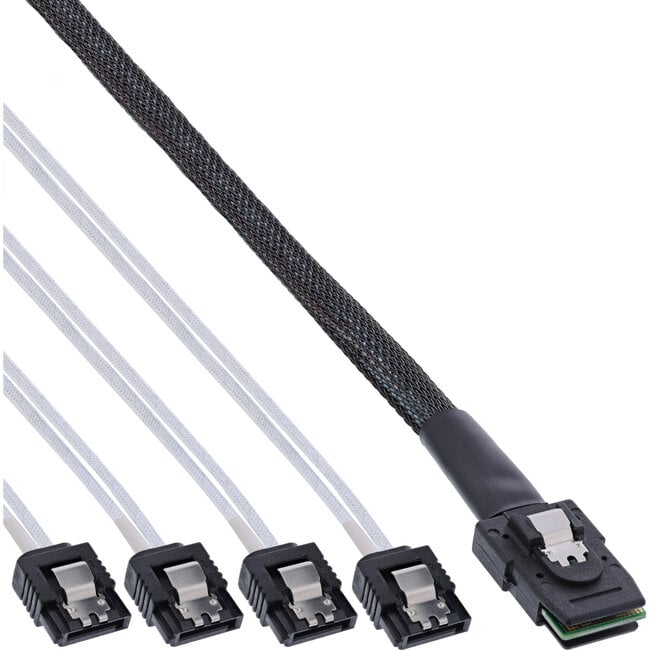 InLine® SAS Aansluitkabel, Mini SAS SFF8087 naar 4x SATA, 1:1, OCR, 50cm, bulk