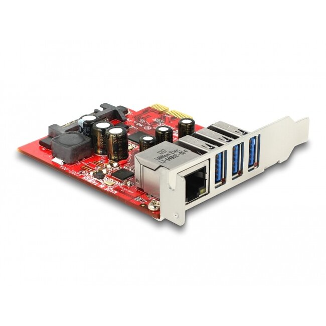 Delock PCI Express Card to 3 x external USB 5 Gbps + 1 x external Gigabit LAN - Low Profile Form Factor