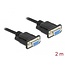 Delock Serial Cable RS-232 D-Sub 9 female to female null modem with narrow plug housing - Full Handshaking - 2 m