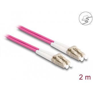 DeLOCK Delock Fiber Optical Cable with metal armouring LC Duplex to LC Duplex Multi-mode OM4 2 m
