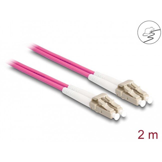 Delock Fiber Optical Cable with metal armouring LC Duplex to LC Duplex Multi-mode OM4 2 m