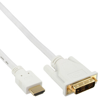 InLine® InLine® HDMI-DVI kabel, HDMI Male naar DVI 18+1 Male, wit/goud, 1,5m