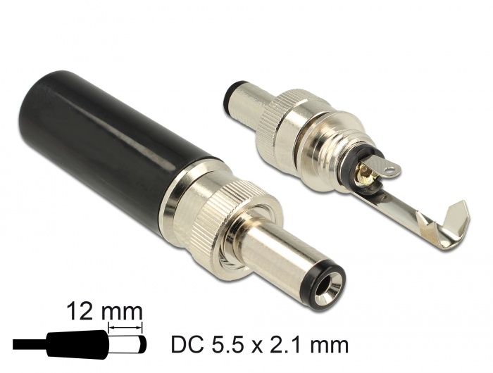 DeLOCK 89915. Aansluiting(en): DC, Kleur van het product: Zwart, Nikkel, Contact geleider materiaal: Nikkel. Outer diameter: 1,06 cm, Diepte: 41 mm. Aantal per verpakking: 1 stuk(s