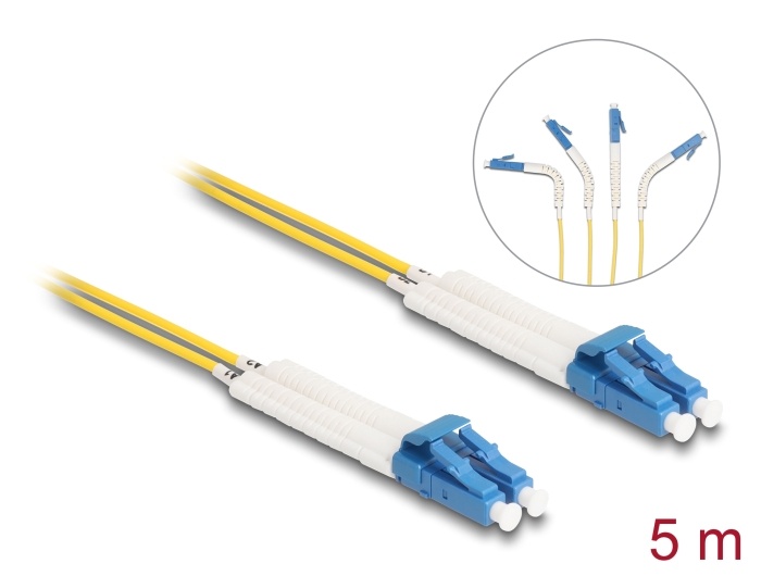 Delock Optical Fiber Cable LC Duplex to LC Duplex singlemode OS2 angled 5m |