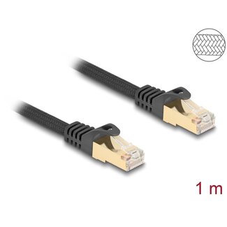 RJ45 RJ45 Network Cable with braided jacket Cat.6A S/FTP plug to plug 1 m black