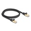 RJ45 Network Cable with braided jacket Cat.6A S/FTP plug to plug 1 m black