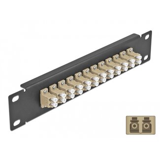 DeLOCK Delock 10″ Fiber Optic Patch Panel 12 Port LC Duplex beige 1U black