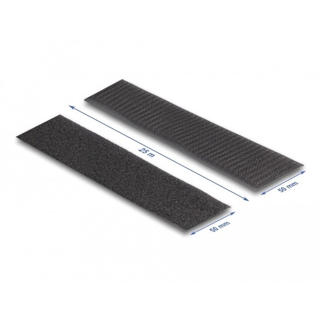 Delock Heavy-duty Hook-and-Loop tape L 25 m x W 50 mm black