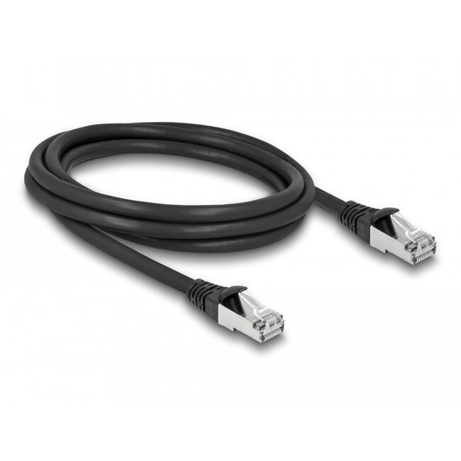Delock RJ45 Network Cable Cat.6A S/FTP PUR Outdoor 2 m black