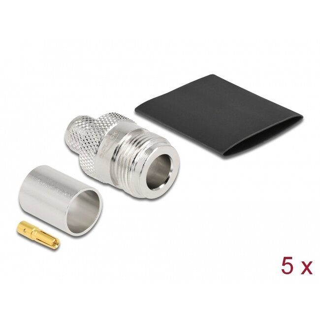Delock N jack for crimping LMR 400 with matching shrink tube (5x)