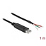 Delock Adapter cable USB 2.0 Type-A to Serial RS-232 with 3 open wires 1 m
