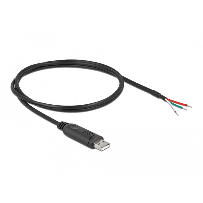 Delock Adapter cable USB 2.0 Type-A to Serial RS-232 with 3 open wires 1 m