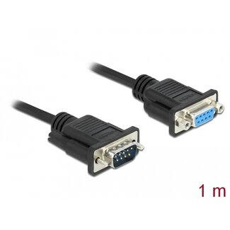 DeLOCK Delock Serial Cable RS-232 D-Sub9 male to female with narrow plug housing 1 m