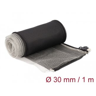 DeLOCK Delock EMI Shielding braided sleeve with zip heat resistant 1 m x 30 mm black