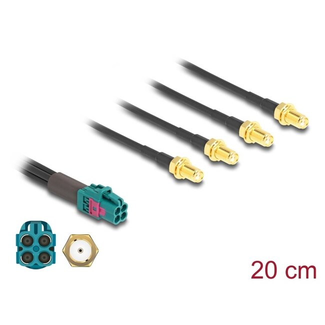 Delock Cable Mini FAKRA Z jack quad to 4 x SMA jack B-Type