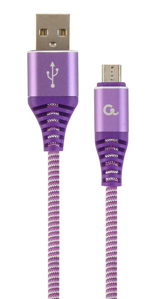 Gembird Cablexpert CC-USB2B-AMMBM-2M-PW. Lengte snoer: 2 m, Aansluiting 1: USB A, Aansluiting 2: Micro-USB B, USB-versie: USB 2.0, Maximale overdrachtssnelheid van gegevens: 480 Mb