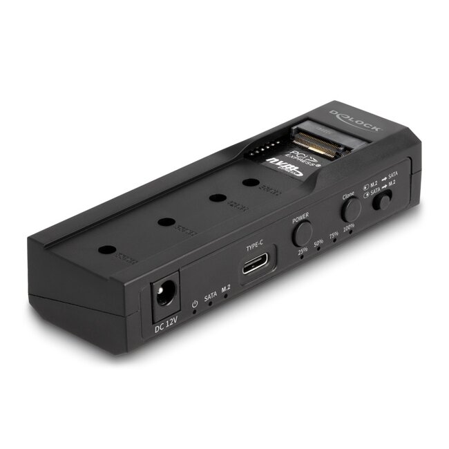 Delock USB Type-C™ Converter for 1 x M.2 NVMe SSD + 1 x SATA SSD / HDD with Clone Function