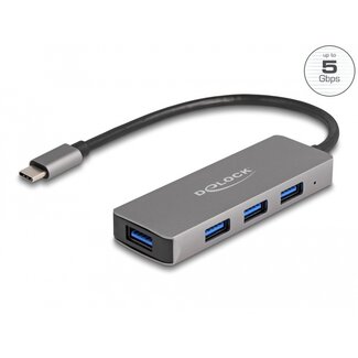 DeLOCK Delock 4 Port USB 5 Gbps Hub with USB Type-C™ connector – USB Type-A ports on the side