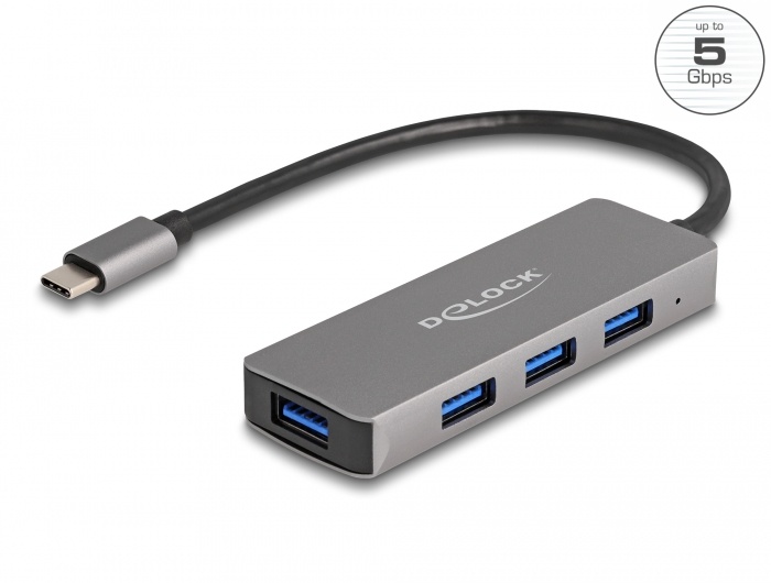 DeLOCK 63173 interface hub USB 3.2 Gen 1 (3.1 Gen 1) Type-C 5000 Mbit/s Zwart