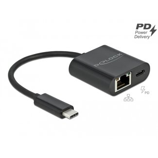 DeLOCK Delock USB Type-C™ Adapter to Gigabit LAN 10/100/1000 Mbps with Power Delivery port black