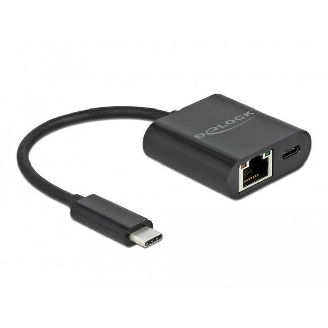 Delock USB Type-C™ Adapter to Gigabit LAN 10/100/1000 Mbps with Power Delivery port black