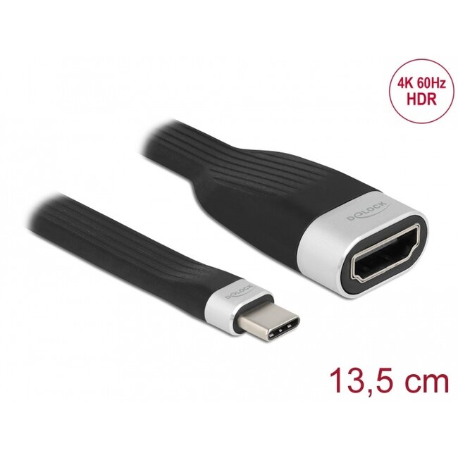 Delock FPC Flat Ribbon Cable USB Type-C™ to HDMI (DP Alt Mode) 4K 60 Hz 13.5 cm