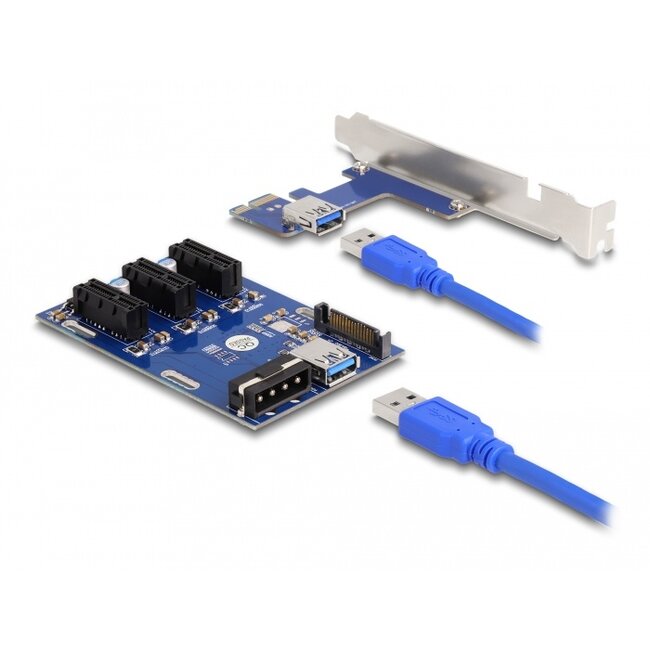 Delock Riser Card PCI Express x1 to 3 x PCIe x1 with 50 cm USB cable