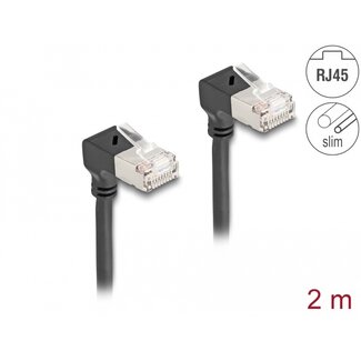 DeLOCK Delock RJ45 Network Cable Cat.6A S/FTP Slim 90° downwards / downwards angled 2 m black