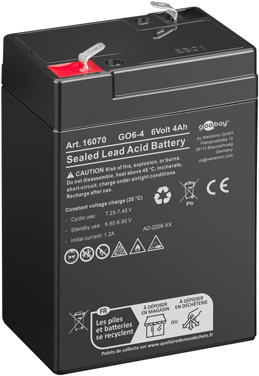 Loodaccu - 6V - 4000 mAh - 70 x 47 x 107 mm - Zwart