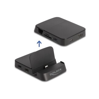 DeLOCK Delock Smartphone Docking Station 4K with integrated holder - HDMI / USB / Hub / SD / Micro SD for Android or Windows