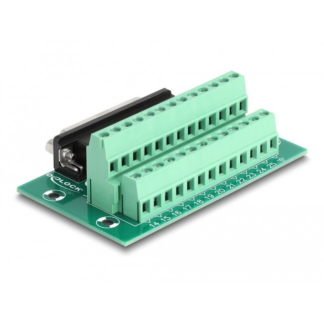 Delock D-Sub 25 pin female to Terminal Block for DIN rail