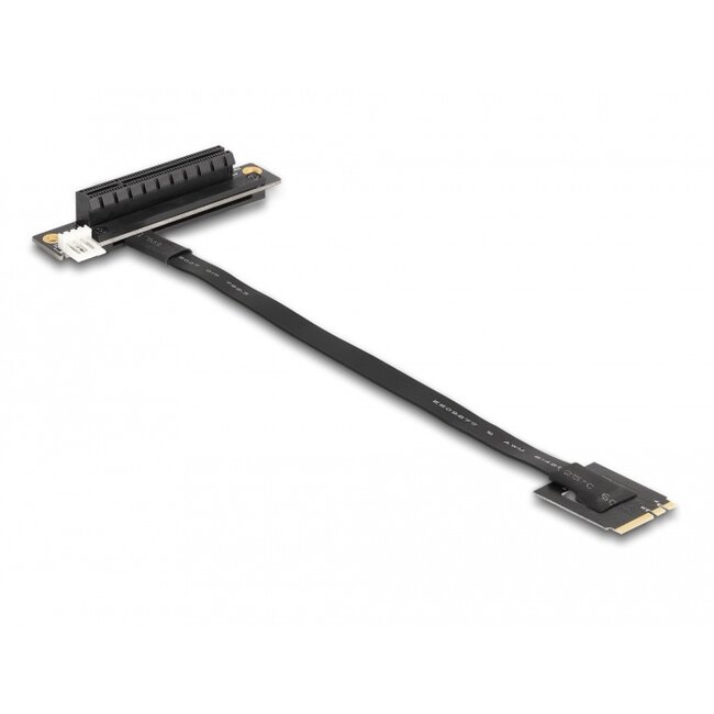 Delock M.2 Key A+E to PCIe x8 NVMe Adapter angled with 20 cm cable