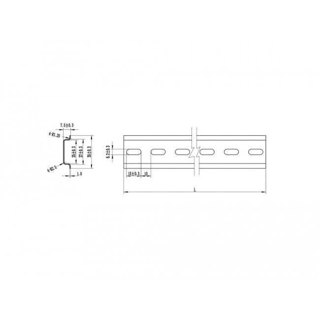 Delock DIN Rail 35 x 7.5 mm (19") Steel