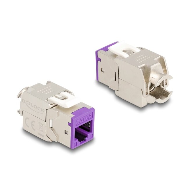 Delock Keystone Modul RJ45 jack to LSA Cat.6A toolfree violet set 10 pieces