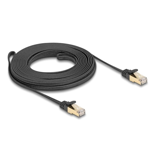 Delock RJ45 Flat Network Cable with braided jacket Cat.6A U/FTP plug to plug 7.5 m black