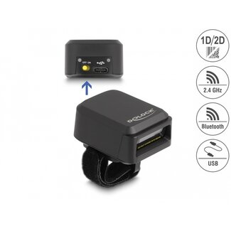 DeLOCK Delock Ring Barcode Scanner 1D and 2D with 2.4 GHz or Bluetooth - Wireless Charging Function