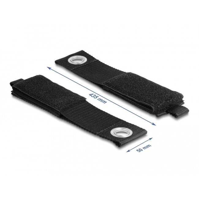 Delock Heavy-duty Hook-and-loop strap with fastening eye L 435 x W 50 mm black 5 pieces