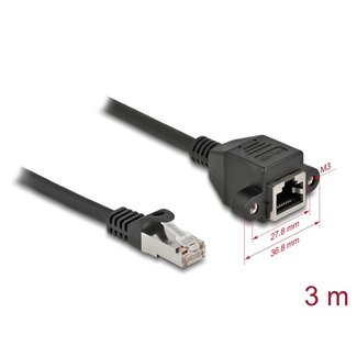 DeLOCK Delock Network Extension Cable S/FTP RJ45 plug to RJ45 jack Cat.6A 3 m black
