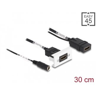 DeLOCK Delock Easy 45 HDMI 4K 60 Hz Module with DC feed 2.1 x 5.5 mm and pigtail,22.5 x 45 mm