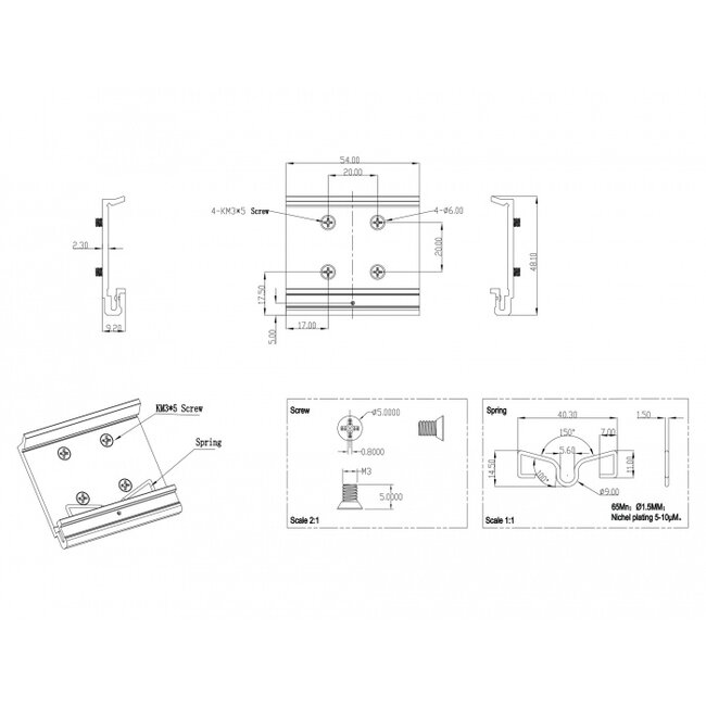Delock Aluminium Mounting Clip for DIN Rail (4 mounting holes)