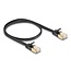 Delock RJ45 Network Cable Cat.6A plug to plug with robust latch and Cat.7 raw flat cable U/FTP 0.5 m black