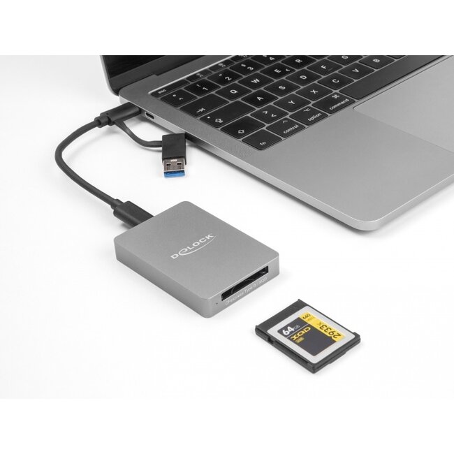 Delock USB Type-C™ Card Reader in aluminium enclosure for CFexpress or XQD memory cards