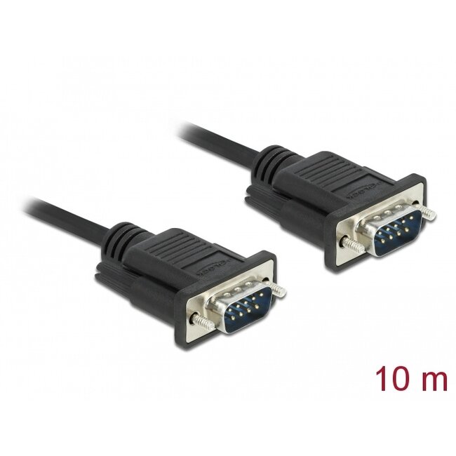 Delock Serial Cable RS-232 D-Sub 9 male to male with narrow plug housing 10 m