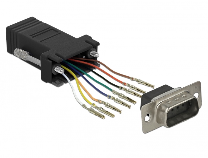DeLOCK 66166. Aansluiting 1: Sub-D, Aansluiting 2: Rj-45. Kleur van het product: Zwart, Roestvrijstaal