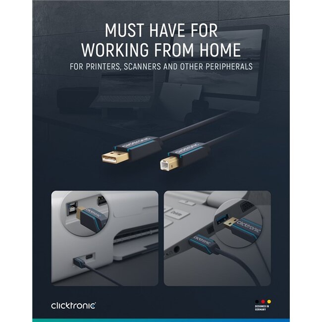 Clicktronic USB-A to USB-B 2.0 Adapter Cable 3 m
