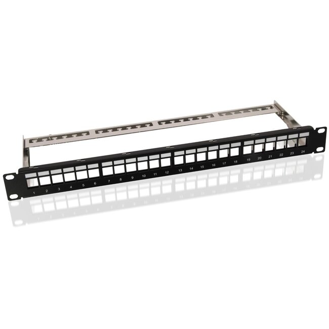 Goobay 19 Inch (48.3 cm) Blank Keystone Patch Panel (STP) (1 U), with erarthing cable