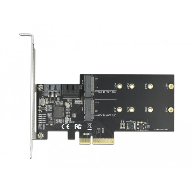 Delock 3 port SATA and 2 slot M.2 Key B PCI Express x4 Card - Low Profile Form Factor