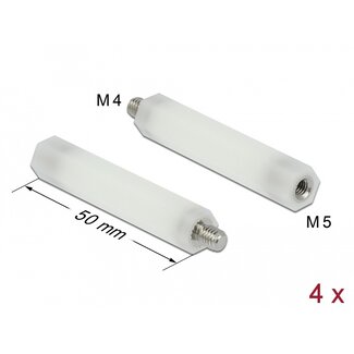 DeLOCK Delock Standoff M5 x M4, hexagon, inside / outside, 50 mm natural 4 pcs